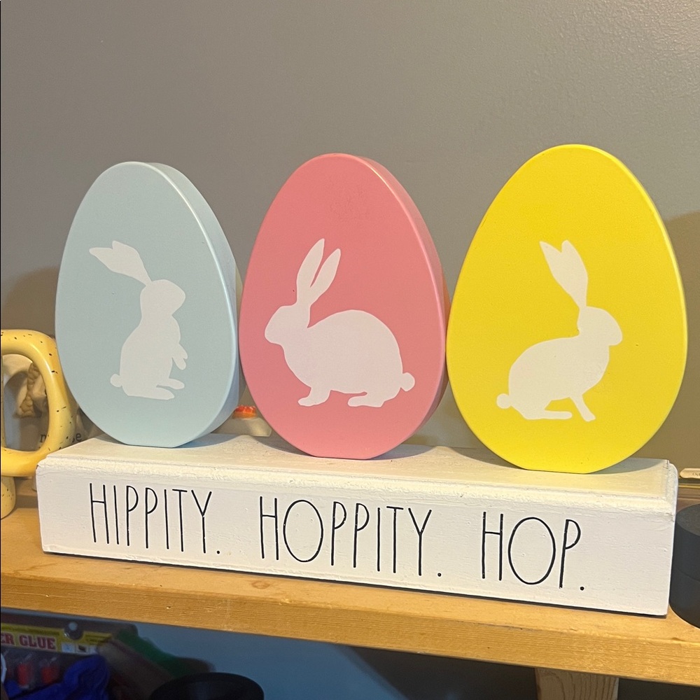 Rae Dunn Pastel Bunny Egg Decor Set - Light Blue, Pink, Yellow